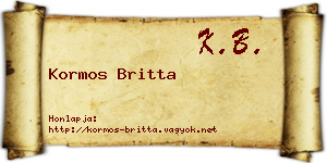 Kormos Britta névjegykártya